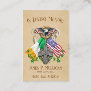 De Visita Tarjeta fotográfica irlandesa American Memorial