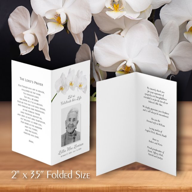 De Visita Tarjeta fotográfica simple conmemorativa del funer (Simple 2 x 3.75" folded funeral memorial prayer cards with a photo on the front. )
