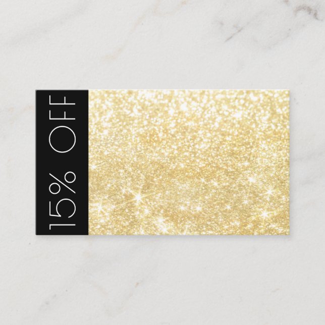 De Visita Tarjeta Gold Modern Shimmer and Sparkle 15% (Anverso)