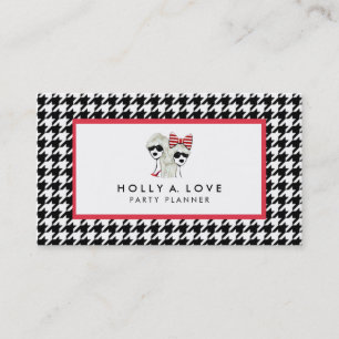 DE VISITA TARJETA HAUGHTY HOUNDSTOOTH   B&W   PERSONALIZABLE