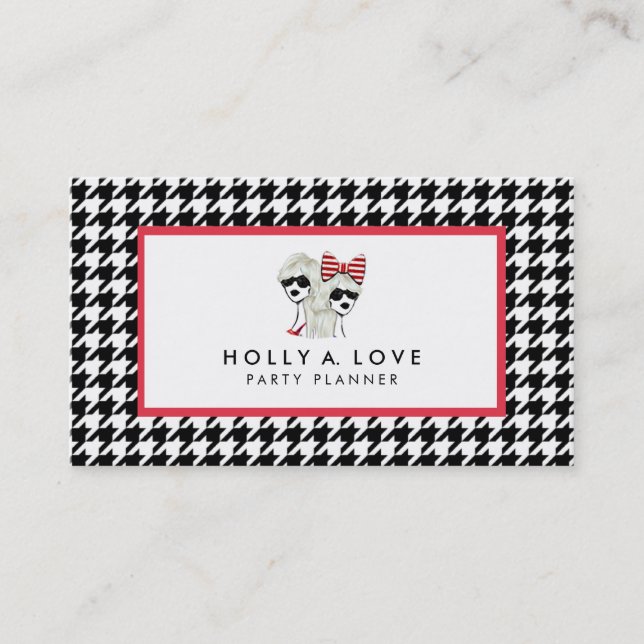 DE VISITA TARJETA HAUGHTY HOUNDSTOOTH | B&W | PERSONALIZABLE (Anverso)