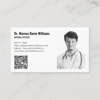 De Visita Tarjeta Horizontal Minimalista Blanca para Médicos