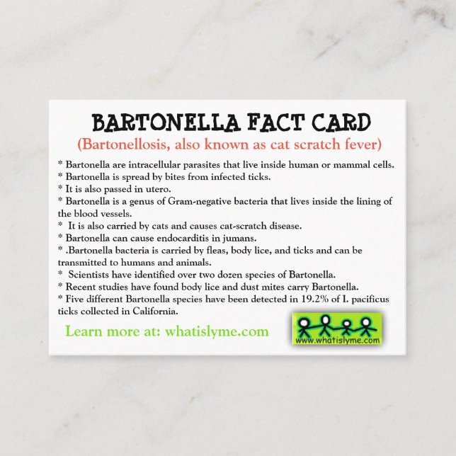 De Visita Tarjeta informativa sobre Bartonella (Anverso)