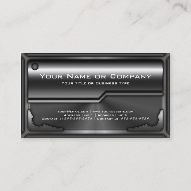 De Visita Tarjeta metálica Hi Tech Faux versión 2 con foto (Anverso)