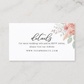 De Visita Tarjeta mínima para el boda del Boda Floral Boho