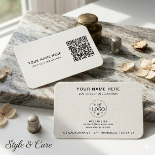 De Visita Tarjeta Minimalista QR y Logotipo Redondeado
