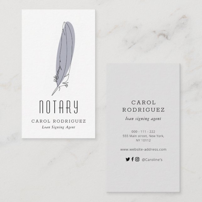 De Visita tarjeta notarial moderna y elegante (Anverso / Reverso)