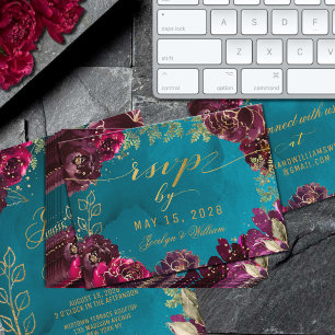 De Visita Tarjeta online Aqua Merlot Verde azulado Jewel Ton