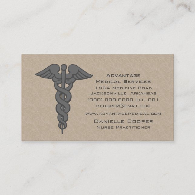 De Visita Tarjeta profesional Caduceus, gris (Anverso)
