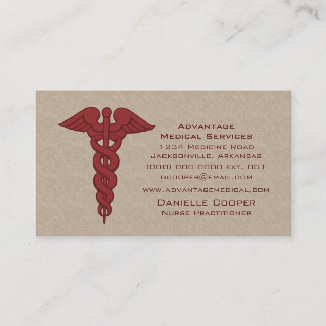 De Visita Tarjeta profesional Caduceus, rojo (Anverso)