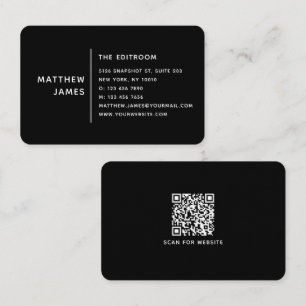 De Visita Tarjeta Profesional Código QR Blanco Negro Moderno