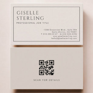 De Visita Tarjeta Profesional Código QR Minimalista Beige