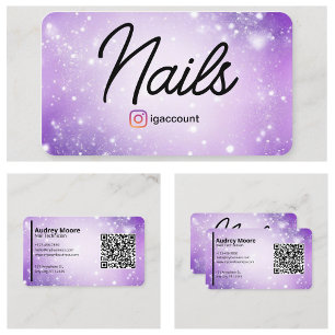 De Visita Tarjeta Profesional Diseño Púrpura Código QR Tech