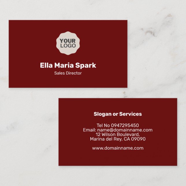 De Visita Tarjeta profesional Minimalista Maroon (Anverso / Reverso)