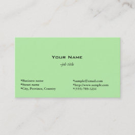 De Visita tarjeta profesional personal verde claro