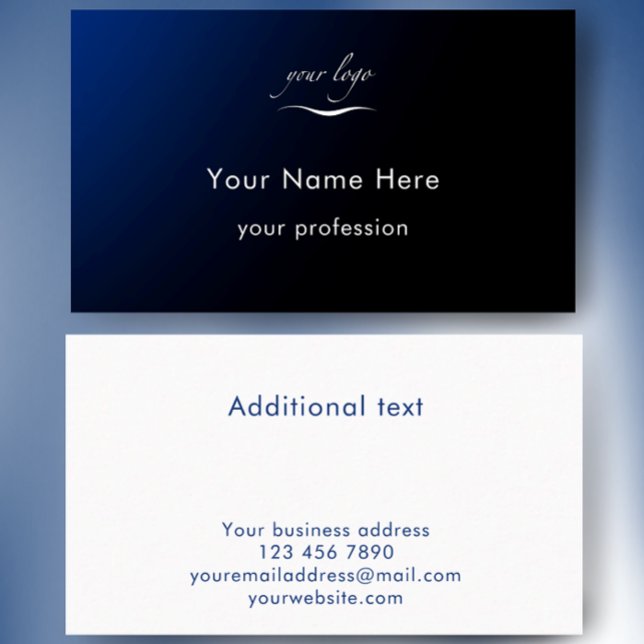 De Visita Tarjeta Profesional Personalizada con Logo y Gradi (Personalize this blue gradient professional business card template with your custom text.
)
