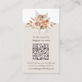 De Visita Tarjeta QR Light Earth Tone Floral Boho Wedding RS