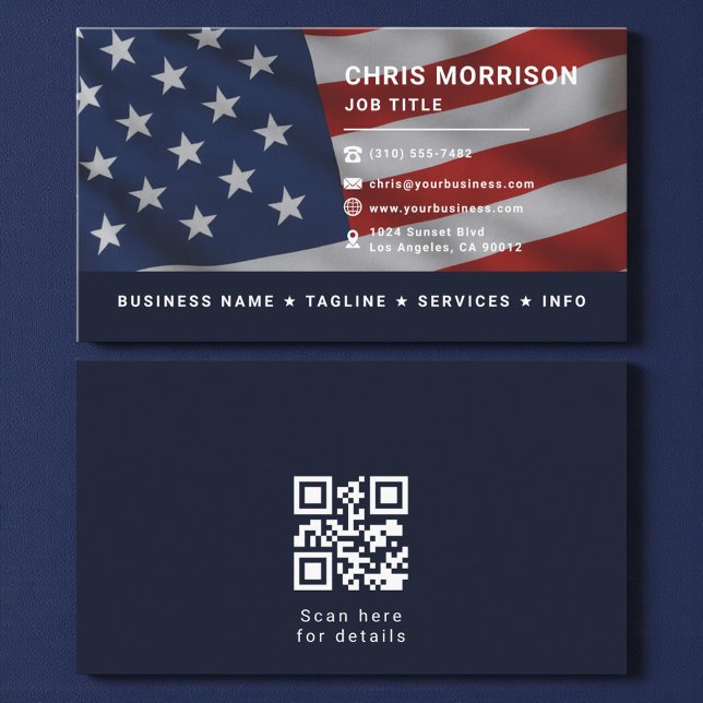 De Visita Tarjeta QR Patriótica Americana Profesional (Subido por el creador)