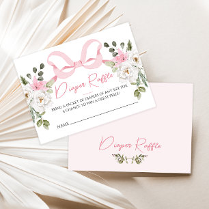 De Visita Tarjeta Raffle Croquette Pink Bow Baby Shower Diap