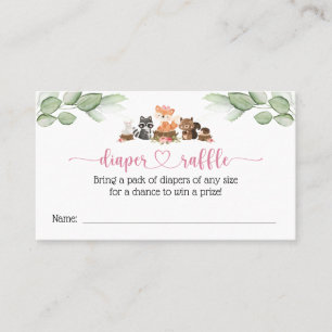 De Visita Tarjeta Raffle Cute Pink Floral Woodland Diaper