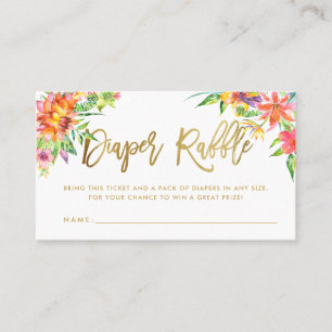 De Visita Tarjeta Raffle Tropical Watercolor Gold Script Dia