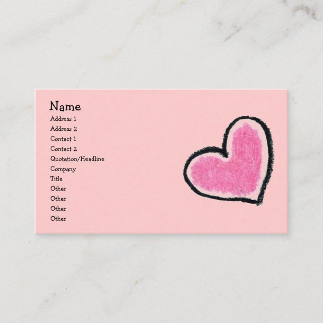 De Visita Tarjeta ROSADA del perfil del CORAZÓN (Anverso)