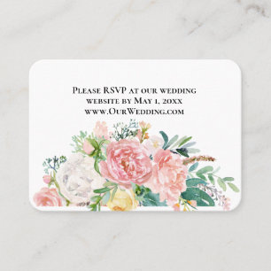 De Visita Tarjeta RSVP del sitio web del Boda floral rosado 