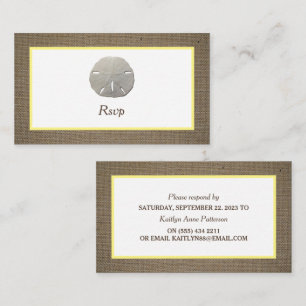 De Visita Tarjeta RSVP Sand Dollar & Burlap