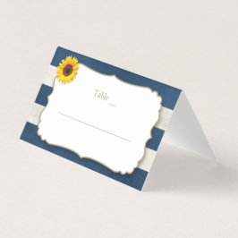 De Visita Tarjeta Rustic Sunflower Stripes Navy Blue Place