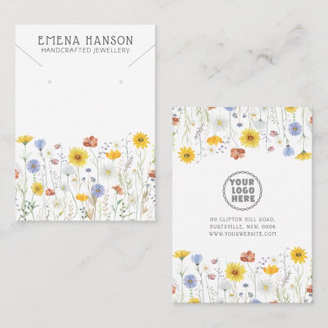 De Visita Tarjeta Rustic Wildflowers Necklace JewelDisplay (Anverso / Reverso)