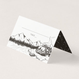 De Visita Tarjeta Rustic Winter Mountain Boda Place