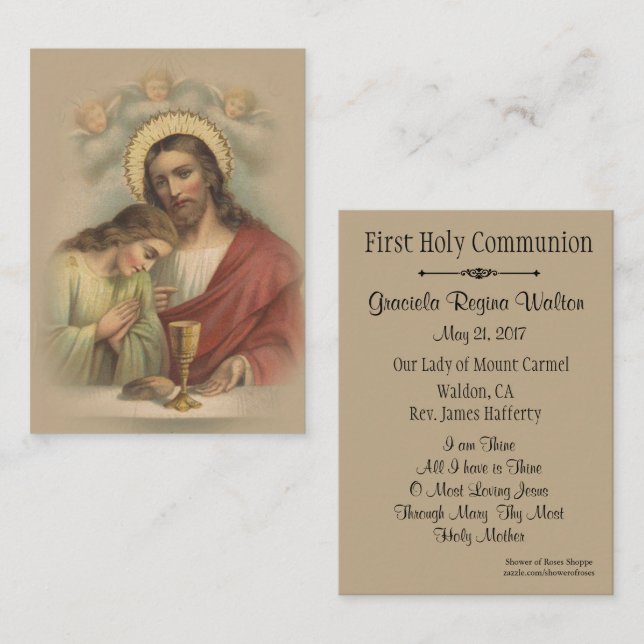 De Visita Tarjeta Sagrada Católica Recuerdo 1ra Comunión (Anverso / Reverso)