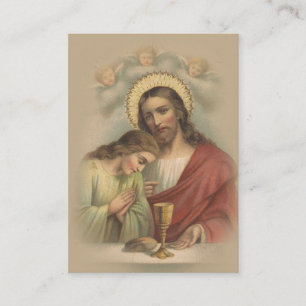 De Visita Tarjeta Sagrada Católica Recuerdo 1ra Comunión