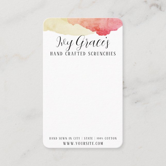 De Visita Tarjeta Scrunchie hecha a mano (Anverso)