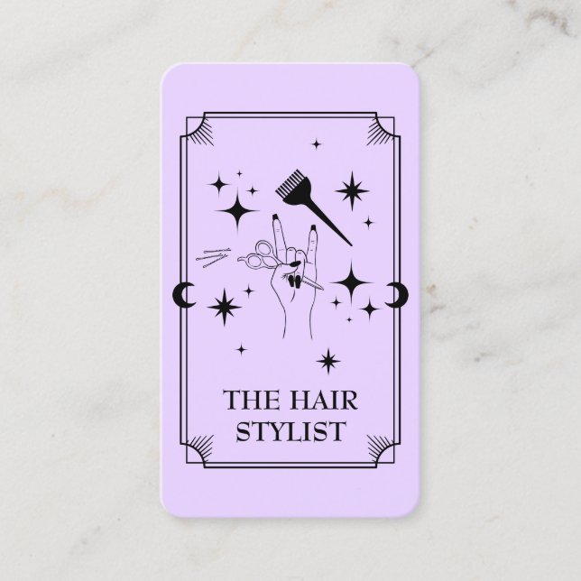 De Visita Tarjeta Tarot Hair Stylist Celestial Business Card (Anverso)