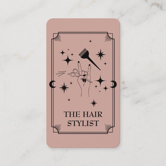 De Visita Tarjeta Tarot Hair Stylist Celestial Business Card (Anverso)