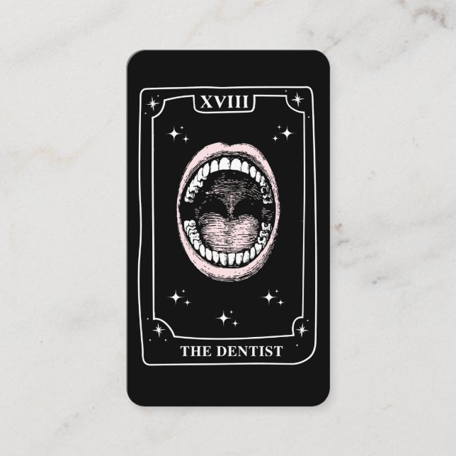 De Visita Tarjeta Tarot mística Dentista blanco y negro (Anverso)