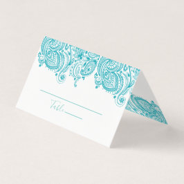 De Visita Tarjeta Turquoise-Blue Paisley Lace Place