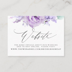 De Visita Tarjeta web Dusty Purple Floral Boda
