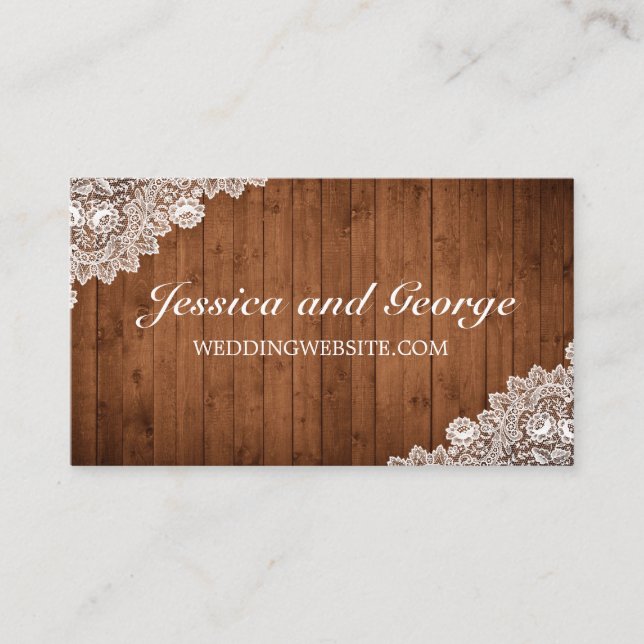 De Visita Tarjeta web Rustic Wood & White Lace (Anverso)