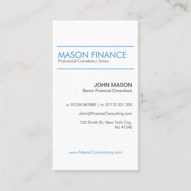 De Visita Vertical blanco moderno - tarjeta profesional (Anverso)