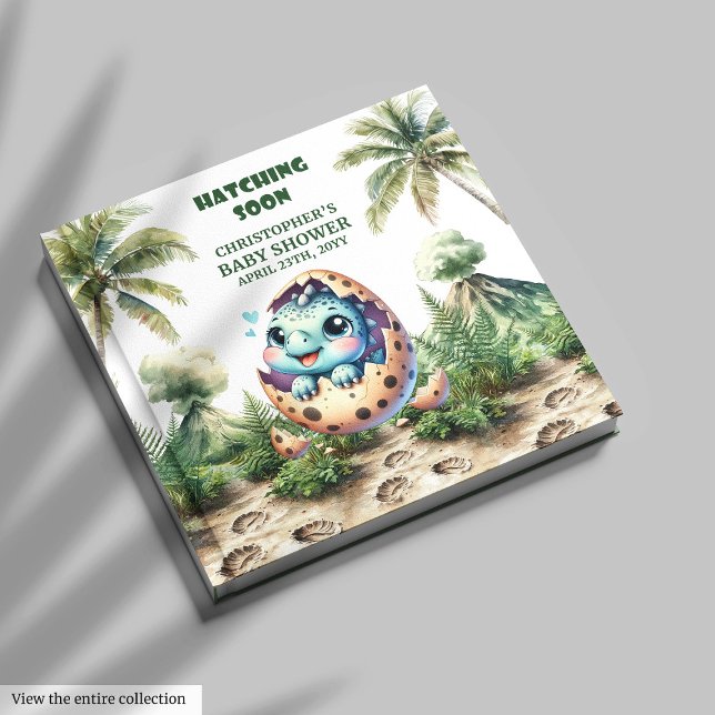 De Visitas Acuarela Dino Hatching Rótulo pronto libro (Watercolor Dino Hatching Soon Sign-In Book)