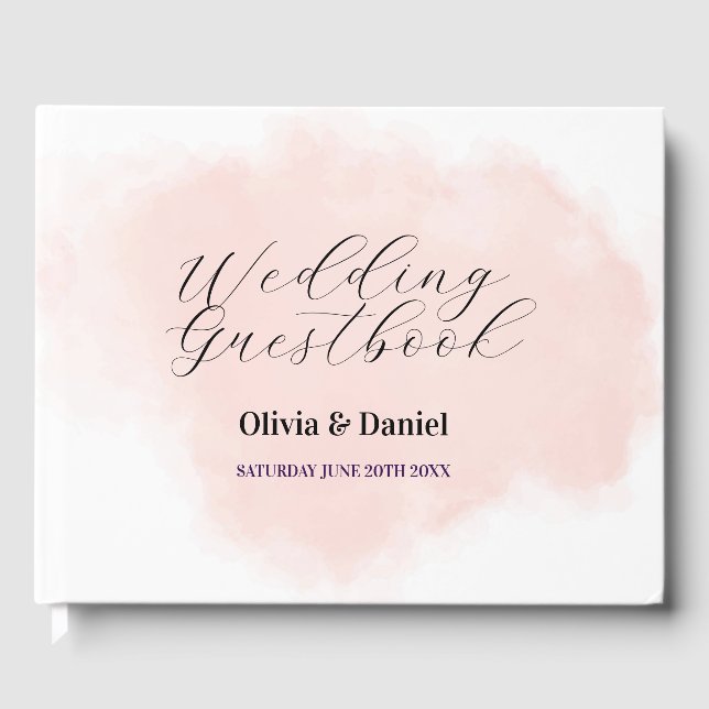 De Visitas Boda Invitado Libro Watercolor Peach Wash Soft (Anverso)