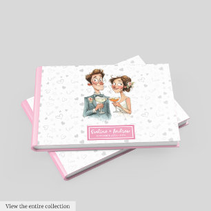 De Visitas Humor Boda Libro Invitado Quirky Pareja Acuarela