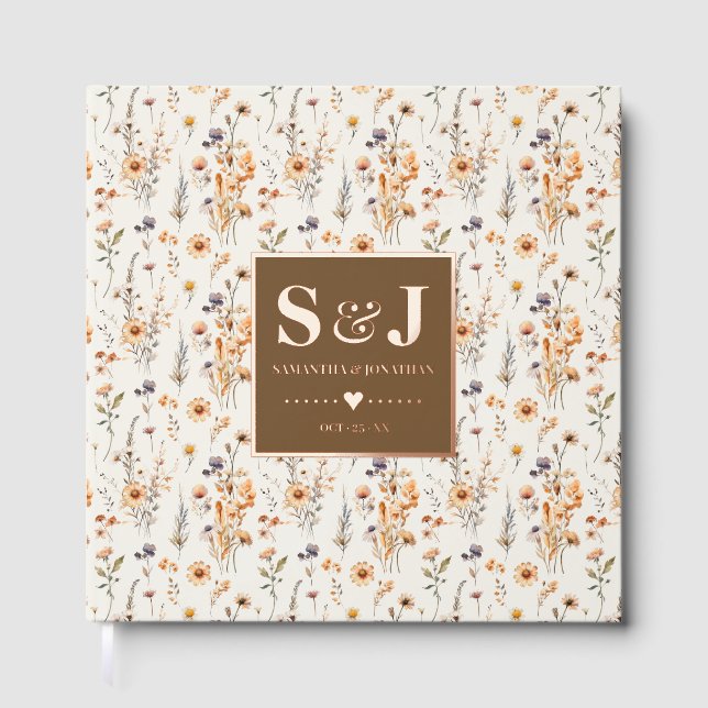 De Visitas Libro Guestbook del Boda Autumn Wildflowers (Anverso)