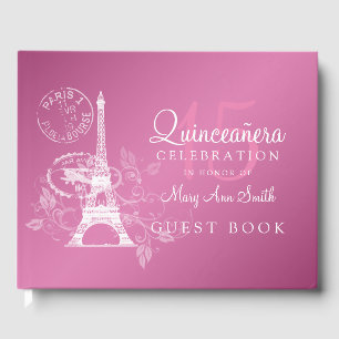 De Visitas Libro Invitado Quinceanera Fiesta Paris Pink