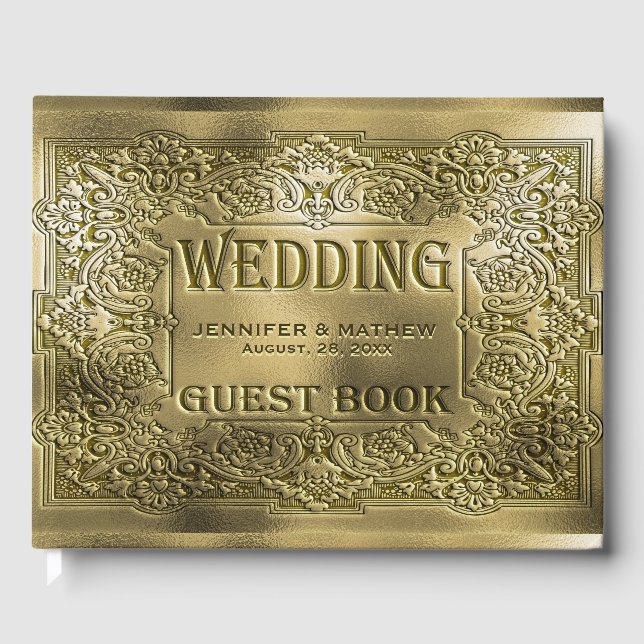 De Visitas Oro Ornamental Grabado en relieve Boda Mira Libro  (Anverso)