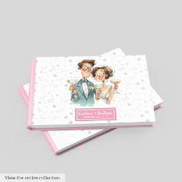 De Visitas Quirky Couple Boda Invitado Libro Funny Acuarela
