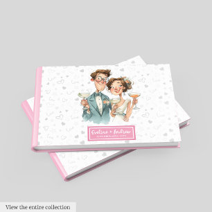 De Visitas Quirky Couple Boda Invitado Libro Funny Acuarela