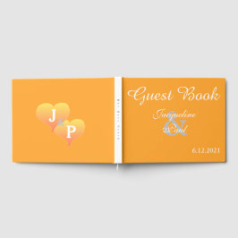 De Visitas Sunset Hearts Naranja Libro Boda Blanco